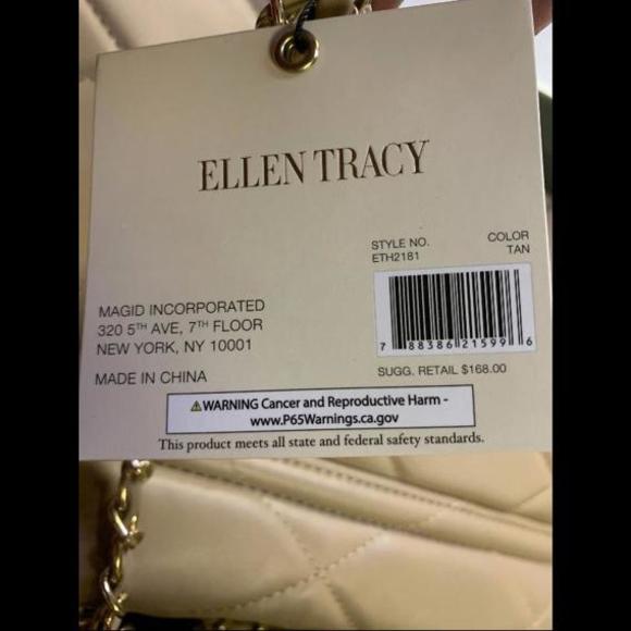 Ellen Tracy Smooth Diamond Quilted Top Flap Satchel Hand Bag - Picture 3 of 11